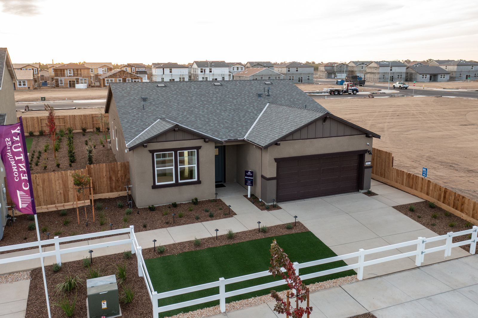 A house with a fence around it.