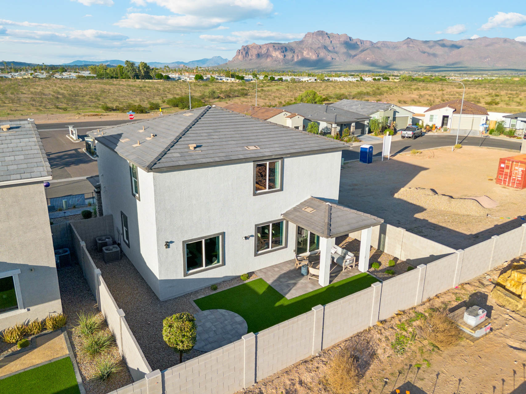 A house with a fence around it.