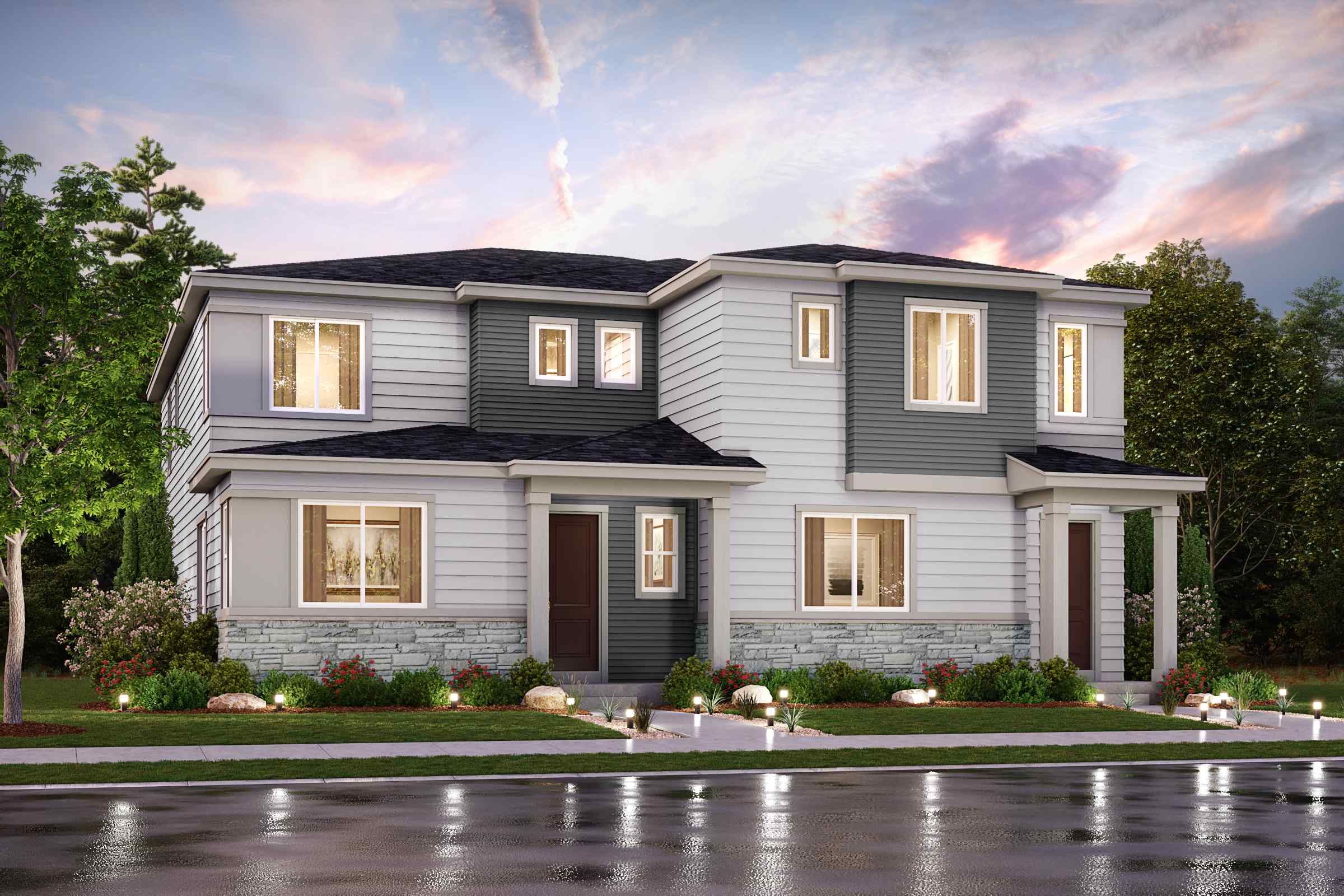 A house with a driveway.