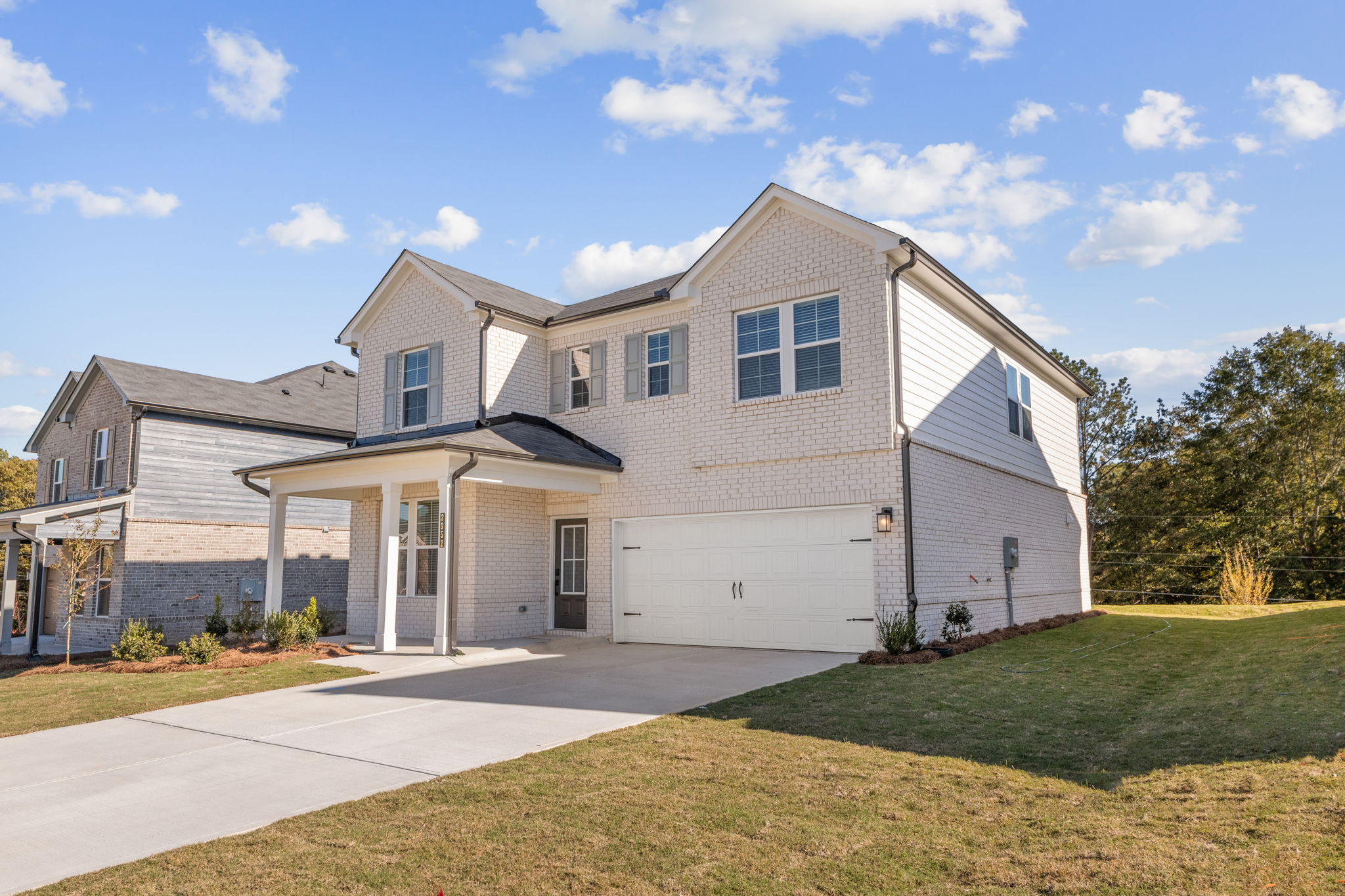 A house with a garage.