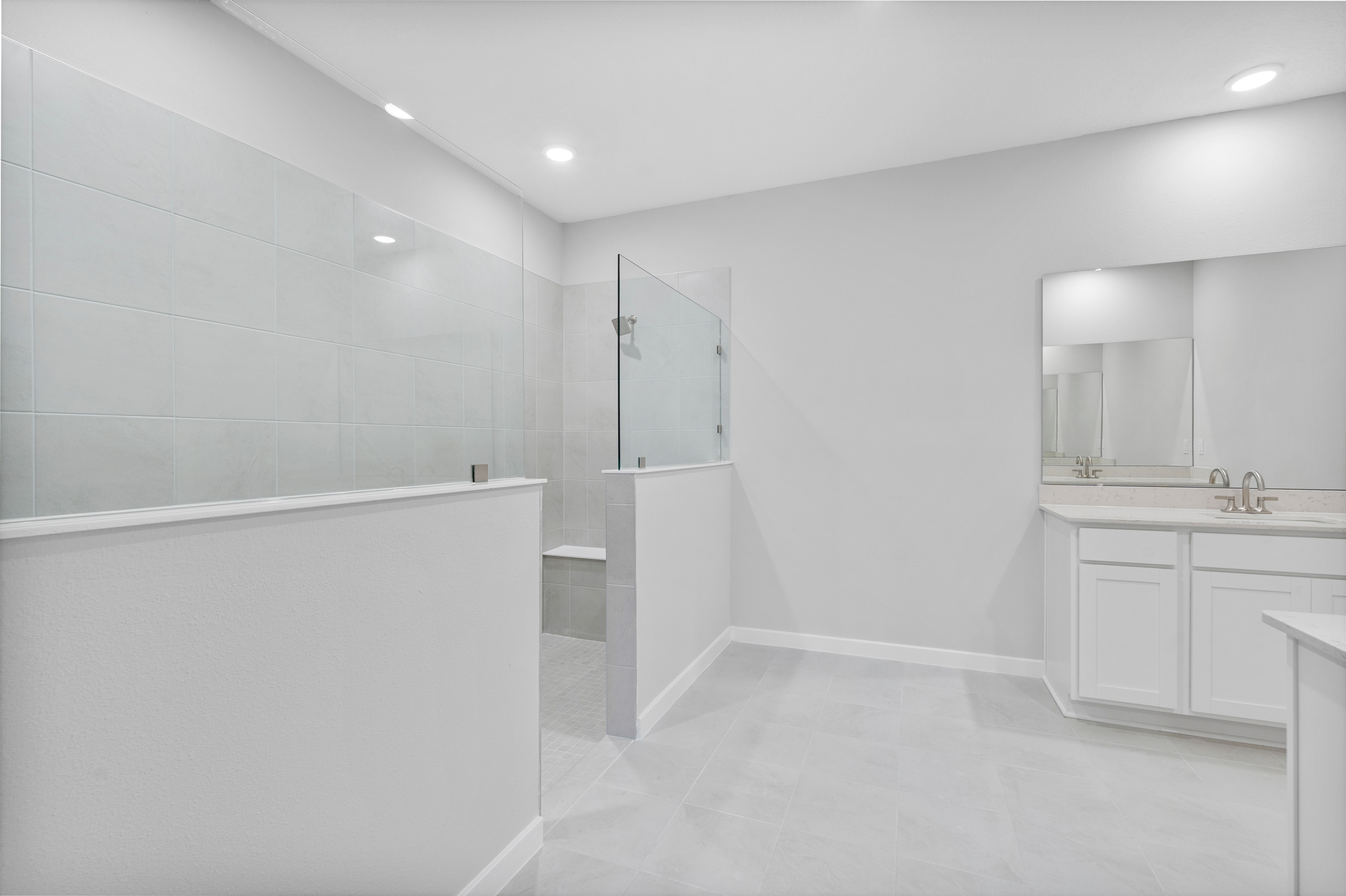 Lot 139 Primary Bathroom with Super Shower and Separate Sinks at Reserve East