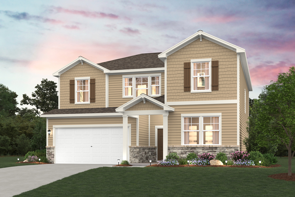 A house with a lawn and trees.