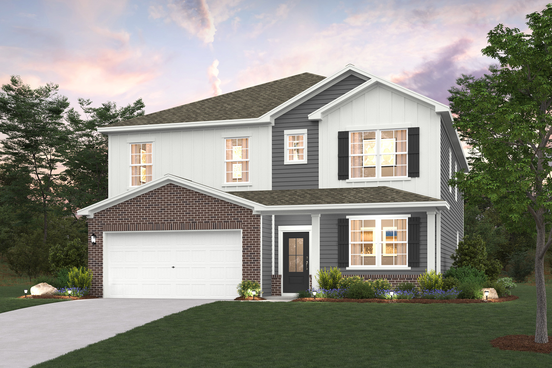 A house with a garage.