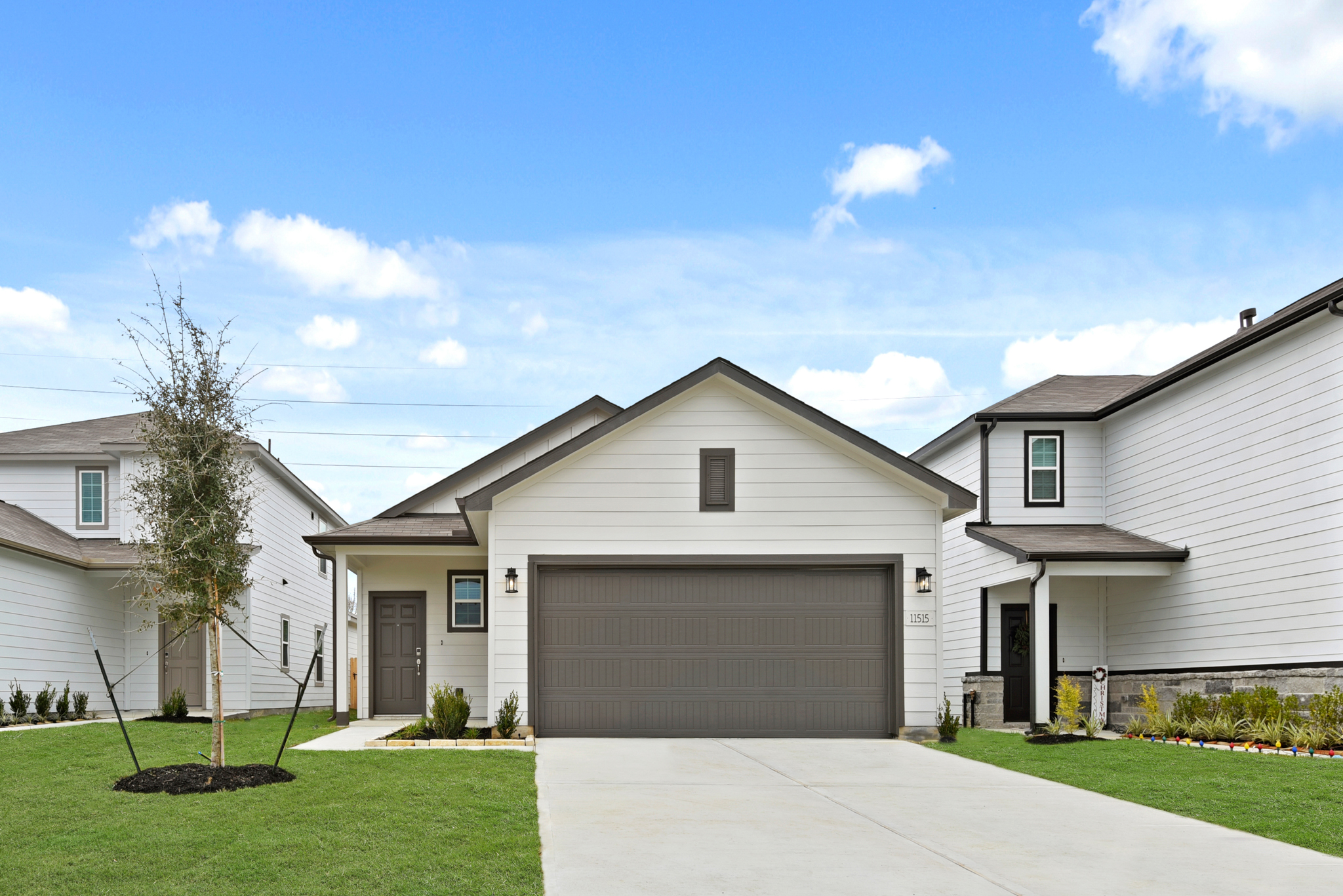 A house with a driveway.
