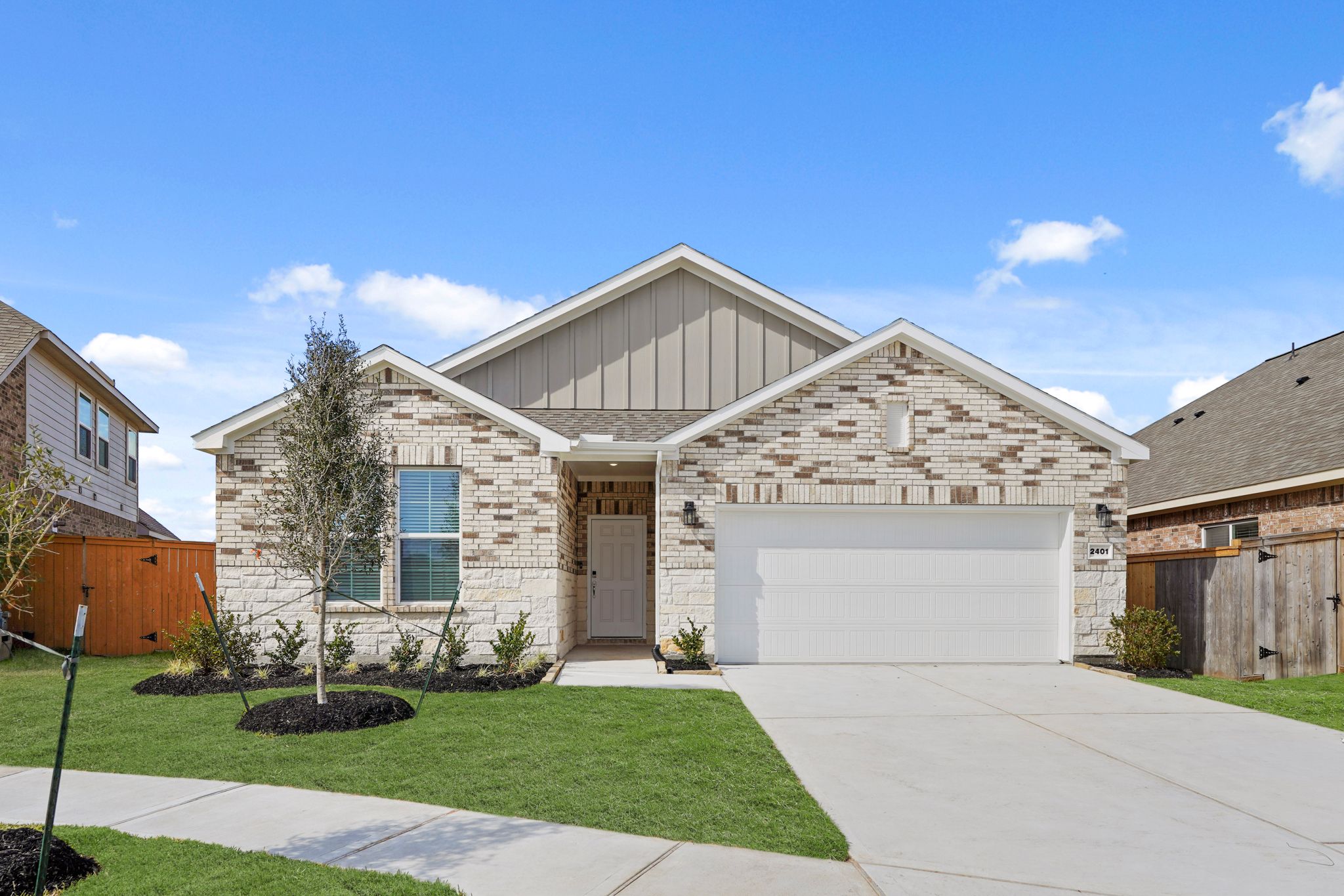 A house with a garage.