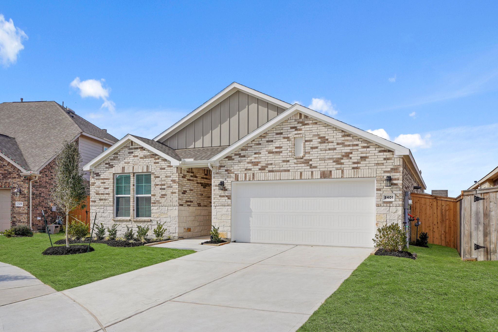 A house with a garage.