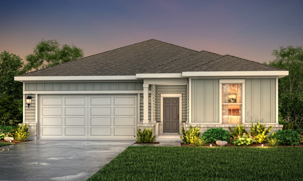 A house with a garage.