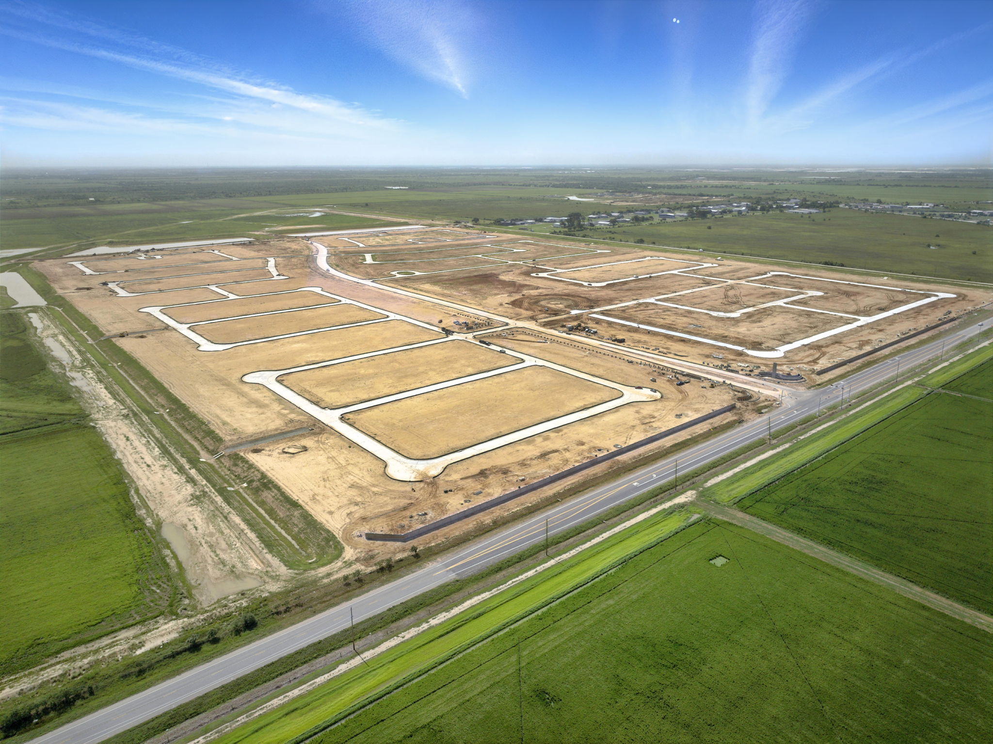 An aerial view of a large building.