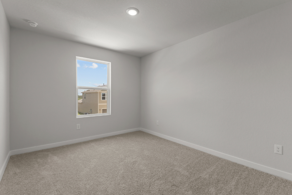 A room with a window and a carpet.