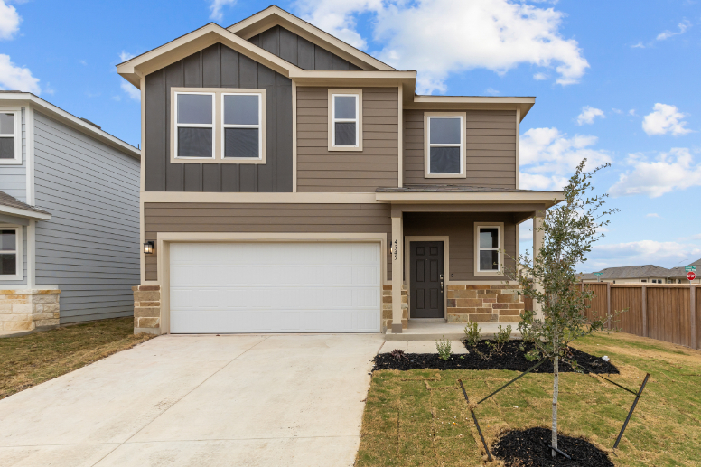 A house with a garage.