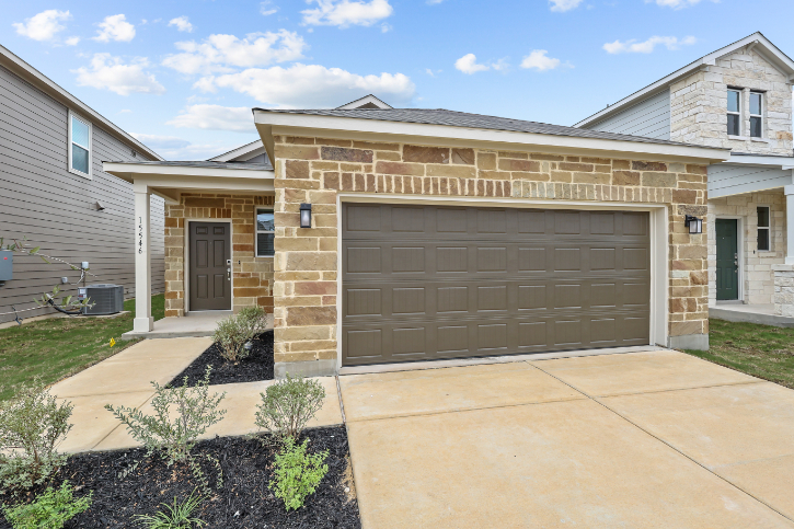A house with a garage.
