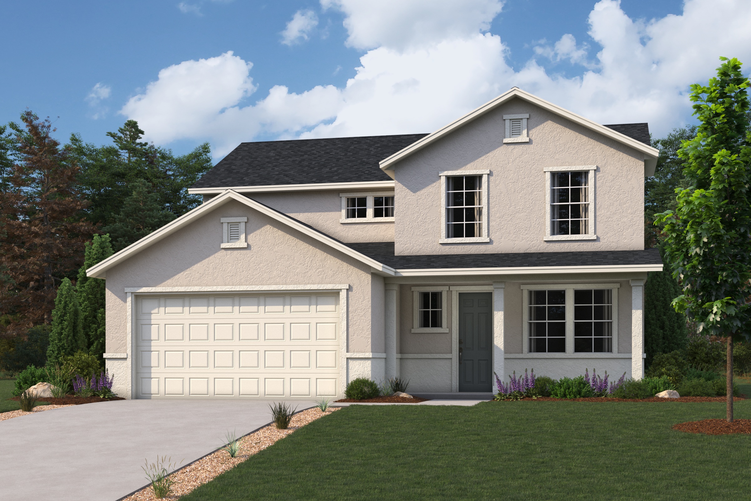 A house with a garage.