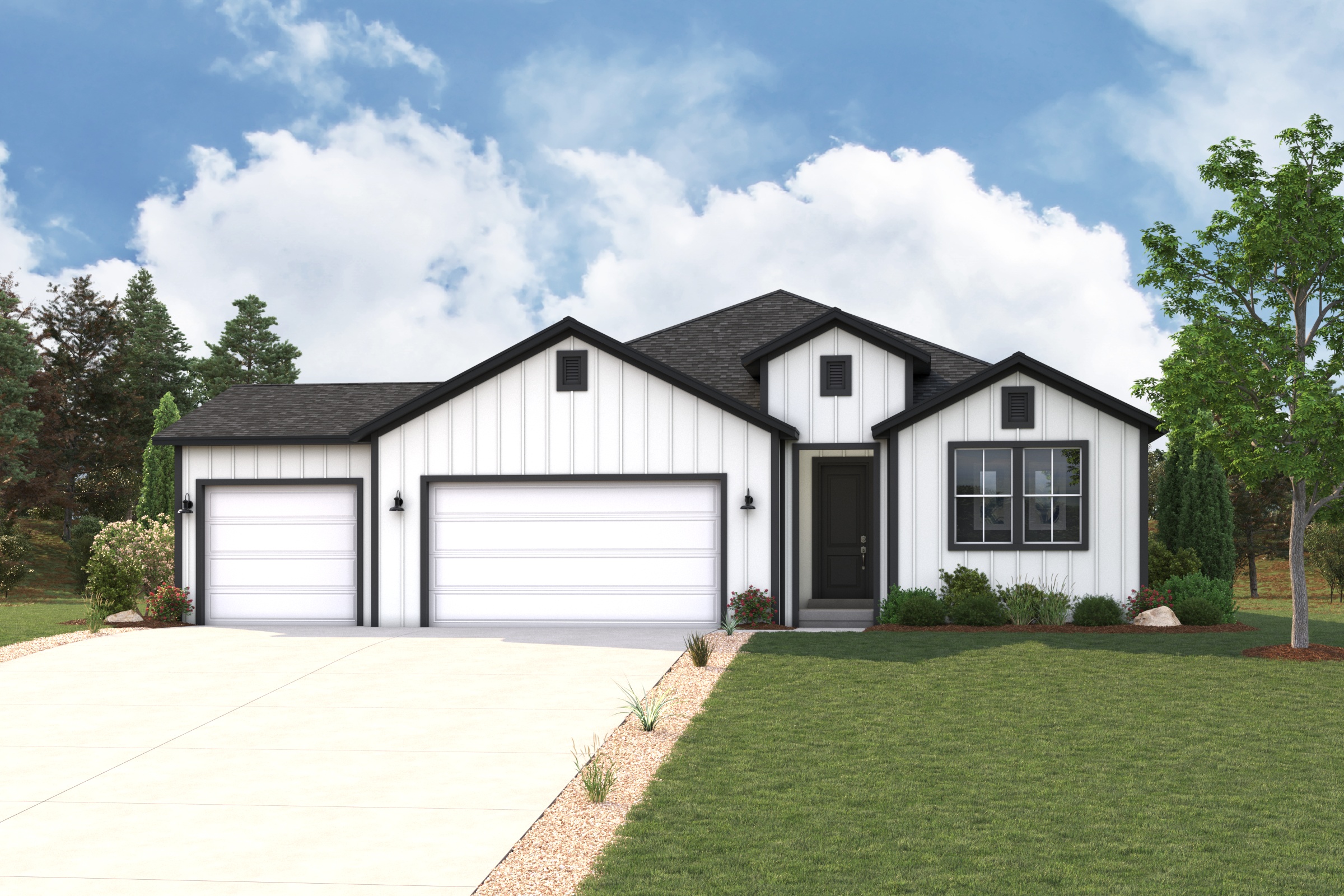 A house with a garage.