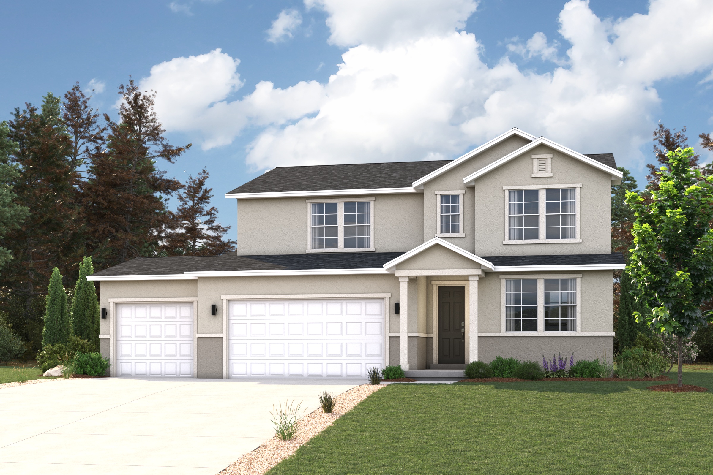 A house with a driveway.