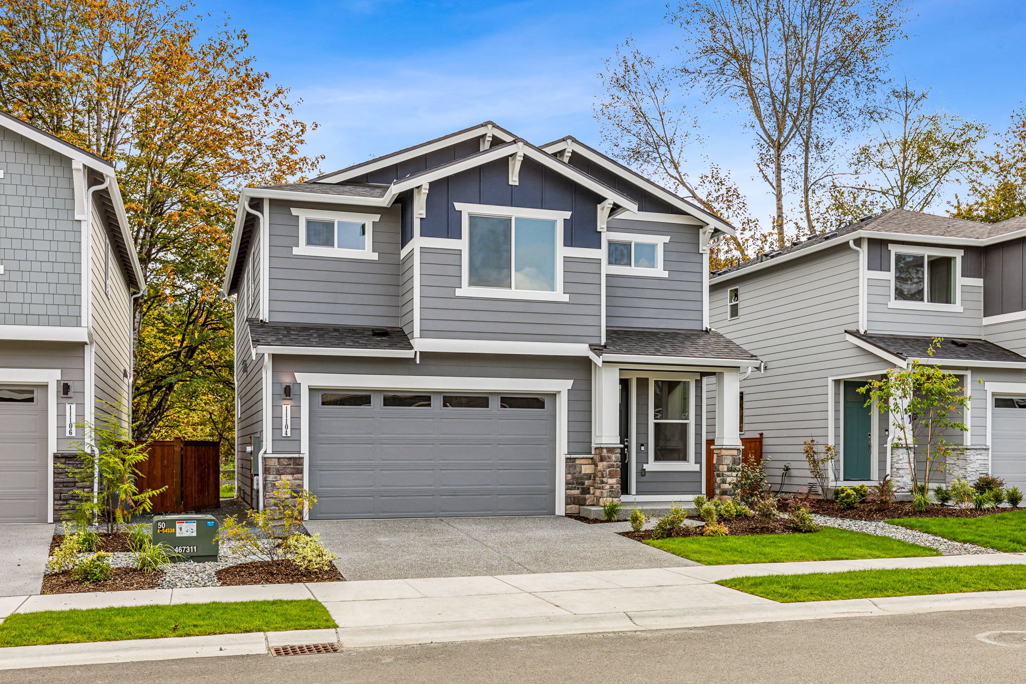 A house with a garage.