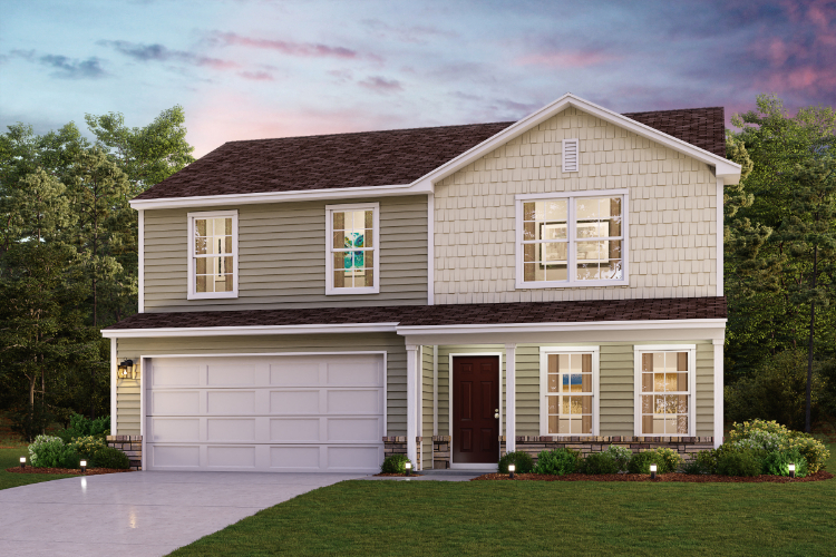 A house with a garage.