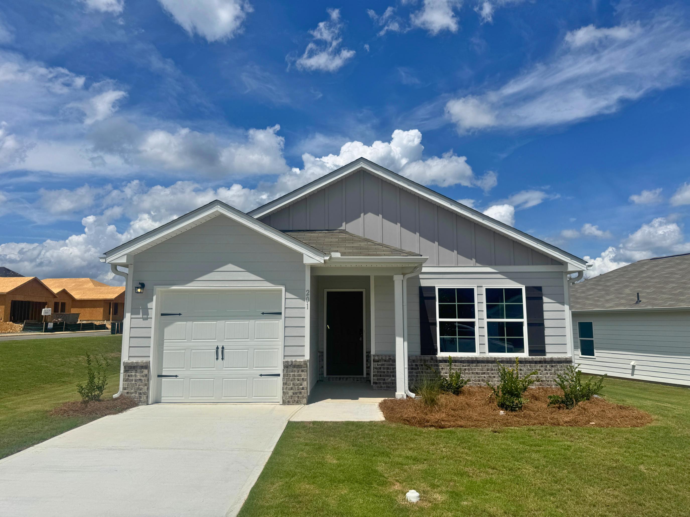 A house with a garage.