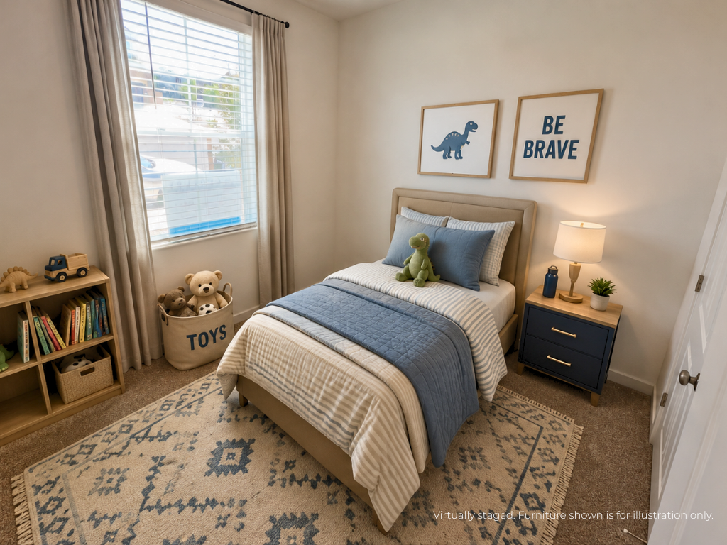 A bedroom with a bed and a bookcase.